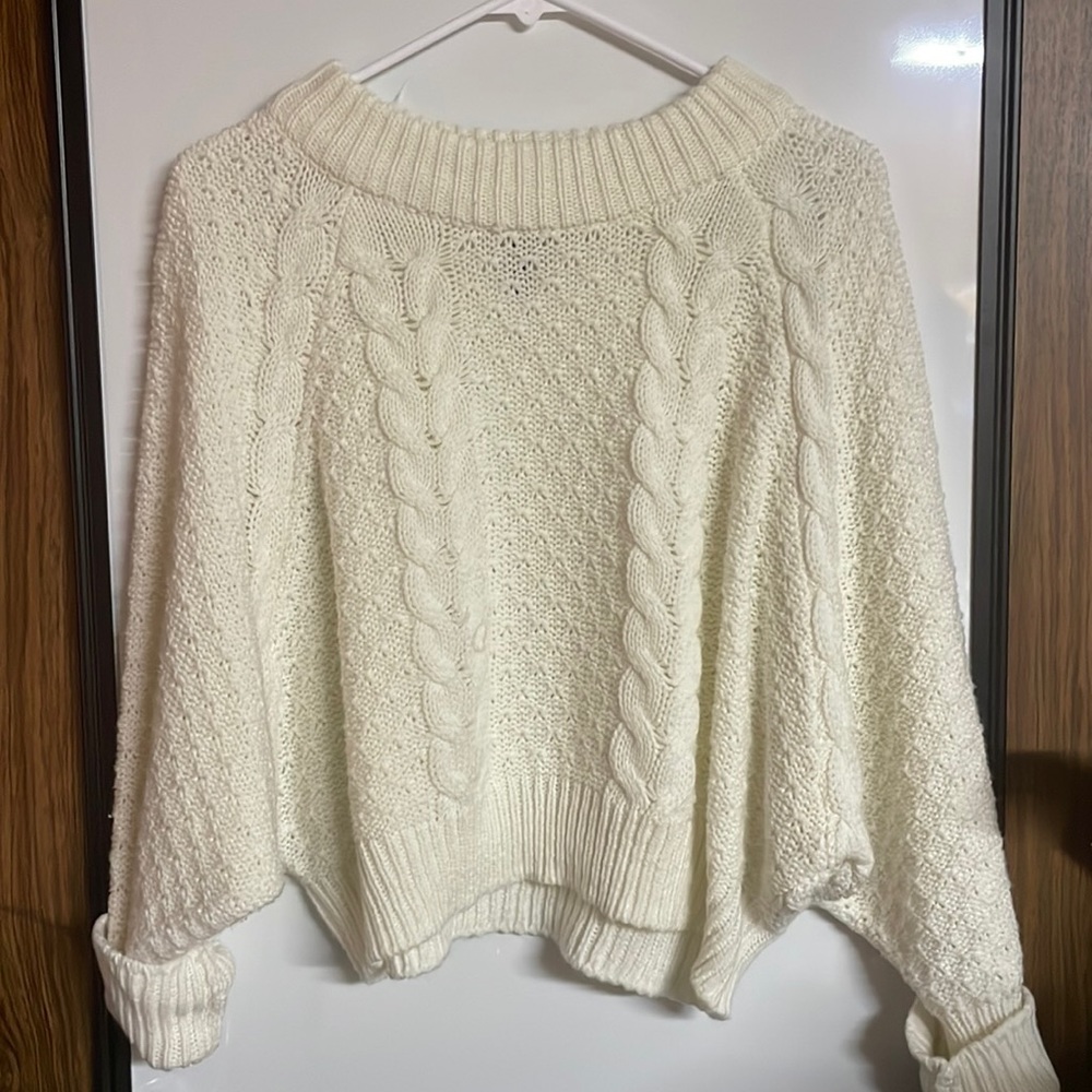 White cropped cozy sweater